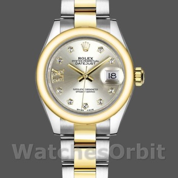 Replique Rolex Datejust-279163, 28mm, cadran argenté à diamants, lunette bombée, Lady Silver pour femme