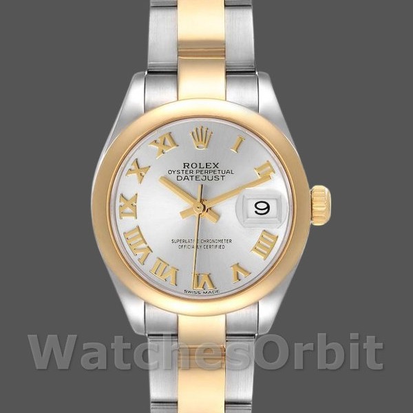 Replique Rolex Datejust-279163 pour femme, 28mm, cadran romain argenté, lunette bombée, Lady Silver