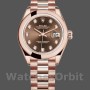 Replique Rolex Datejust-279165 pour femme, 28mm, cadran brun chocolat, lunette bombée à diamants, Lady Chocolate Brown