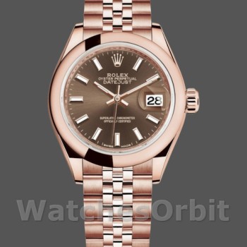 Replique Rolex Datejust-279165 pour femme, 28mm, cadran brun chocolat, lunette bombée, Lady brun chocolat