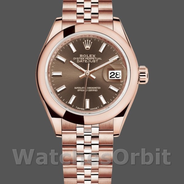 Replique Rolex Datejust-279165 pour femme, 28mm, cadran brun chocolat, lunette bombée, Lady brun chocolat