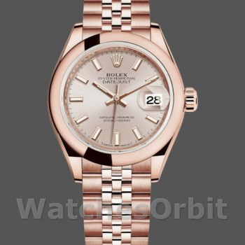Replique Rolex Datejust-279165, 28mm, Sundust, cadran indexé, lunette bombée, Lady Sundust pour femme