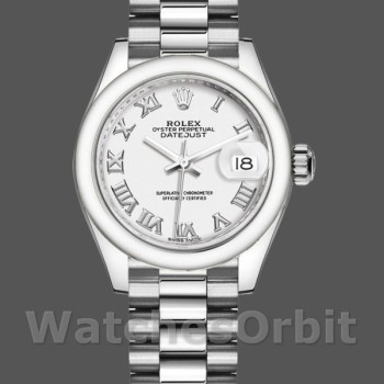 Replique Rolex Datejust-279166 pour femme, 28 mm, cadran blanc à chiffres romains, lunette bombée, Lady White