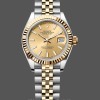 Replique Rolex Datejust-279173, 28mm, cadran index champagne, lunette cannelée, Lady Champagne pour femme