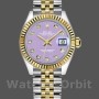 Replique Rolex Datejust-279173, 28mm, cadran diamant violet lavande, lunette cannelée, Lady Lavender Purple pour femme