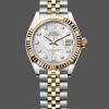 Replique Rolex Datejust-279173, 28mm, nacre, cadran diamant, lunette cannelée, Lady MOP pour femme