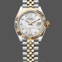 Replique Rolex Datejust-279173, 28mm, nacre, cadran diamant, lunette cannelée, Lady MOP pour femme