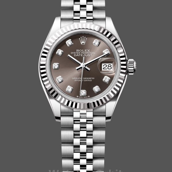 Replique Rolex Datejust-279174 pour femme, 28 mm, acier inoxydable, cadran diamanté gris foncé, Lady Dark Grey
