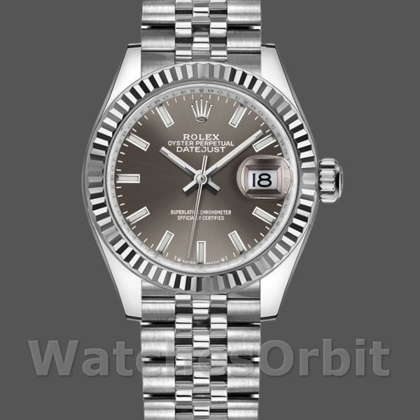 Replique Rolex Datejust-279174 pour femme, 28 mm, acier inoxydable, cadran index gris foncé, Lady Dark Grey