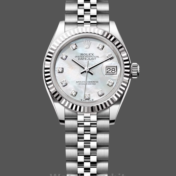 Replique Rolex Datejust-279174, 28mm, acier inoxydable, cadran nacre et diamants, Lady MOP pour femme