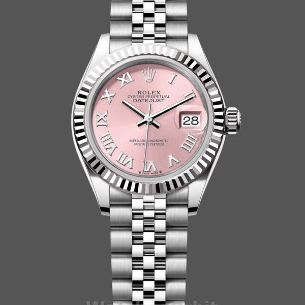Replique Rolex Datejust-279174 pour femme, 28 mm, acier inoxydable, cadran romain rose, Lady Pink