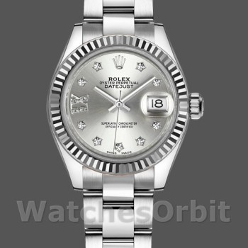 Replique Rolex Datejust-279174 pour femme, 28 mm, acier inoxydable, cadran argenté à diamants, Lady Silver