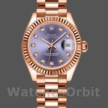 Replique Rolex Datejust-279175, 28mm, Aubergine Diamonds Dial, Fluted Bezel, Lady Aubergine pour femme
