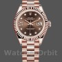 Replique Rolex Datejust-279175 pour femme, 28mm, chocolat, cadran à diamants, lunette cannelée, Lady Chocolate