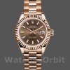 Replique Rolex Datejust-279175 pour femme, 28mm, cadran index chocolat, lunette cannelée, Lady Chocolate