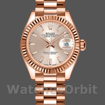 Replique Rolex Datejust-279175, 28mm, Sundust, cadran indexé, lunette cannelée, Lady Sundust pour femme