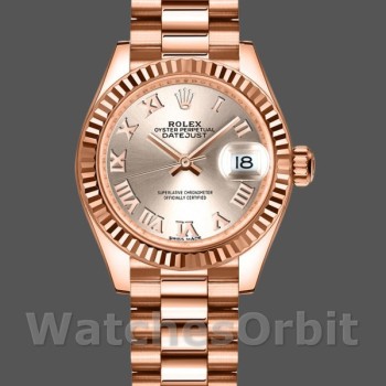 Replique Rolex Datejust-279175 pour femme, 28 mm, cadran chiffres romains Sundust, lunette cannelée, Lady Sundust