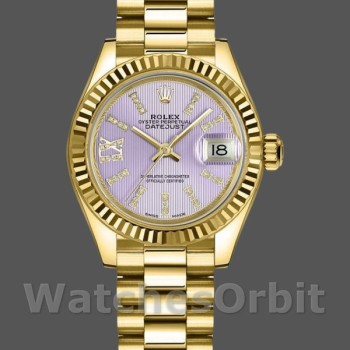 Replique Rolex Datejust-279178 pour femme, 28mm, cadran violet, lunette cannelée, Lady Lilac Purple