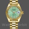 Replique Rolex Datejust 279178-28mm, vert menthe, cadran diamant, lunette cannelée, Lady Mint Green pour femme