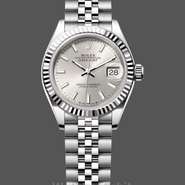 Replique Rolex Datejust-M279174 0005 pour femme, 28mm, Automatique, Cadran argenté, Or blanc et acier, Cadran argenté pour femme