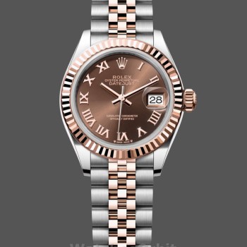 Replique Femmes Rolex Datejust 28mm Rose Gold & Steel Chocolate Dial m279171 0009 Femmes Chocolate Dial