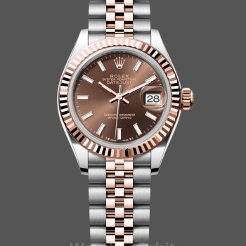 Replique Rolex Datejust 31-m278274-0035, acier inoxydable et or blanc, cadran bleu azur à motif floral et diamants, pour femme