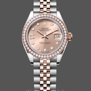 Replique Rolex Datejust 28-m279381RBR pour femme, Oystersteel & or Everose, Cadran or rose pour femme