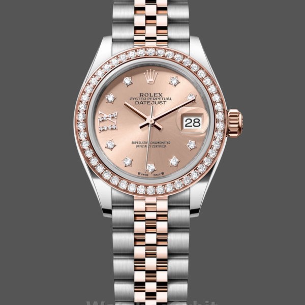 Replique Rolex Datejust 28-m279381RBR pour femme, Oystersteel & or Everose, Cadran or rose pour femme