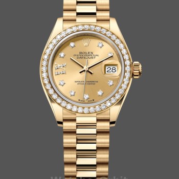 Replique Rolex Datejust 28mm Or Jaune 18K Femme - 279138RBR 0006 Cadran Champagne