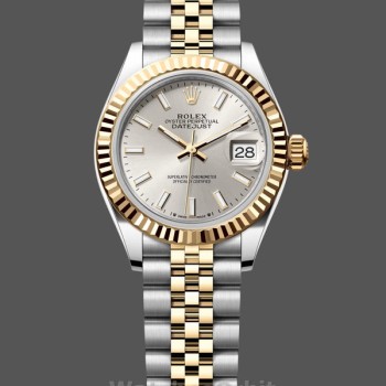 Replique Rolex Datejust-279173 0019 pour femme, 28mm, cadran indexé argent, lunette cannelée, Lady Silver