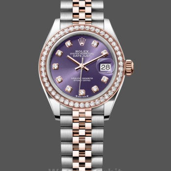 Replique Rolex Datejust 28-m279381rbr 0015, or Everose, diamant aubergine, cadran violet pour femme, pour femmes