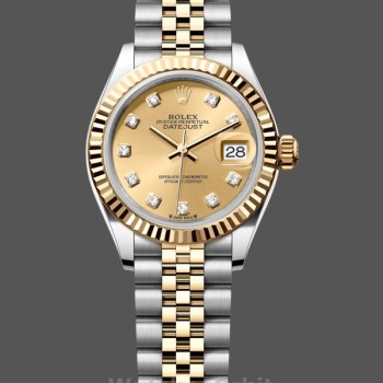 Replique Femmes Rolex Datejust 28mm Or jaune et acier m279173 0011 Cadran champagne pour femmes