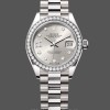 Replique Rolex Datejust 28mm Or Blanc Argent Diamant Cadran Président pour Femme - 279139RBR 0003 Cadran Argent