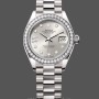 Replique Rolex Datejust 28mm Or Blanc Argent Diamant Cadran Président pour Femme - 279139RBR 0003 Cadran Argent