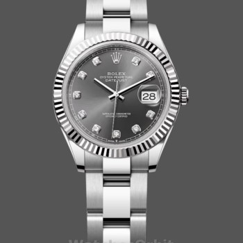 Replique Rolex Datejust 31-278274 pour femme, lunette cannelée, cadran gris à diamants, cadran gris pour femme