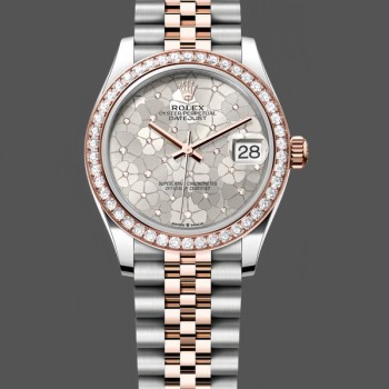Replique Rolex Datejust 28-m279171 0017, index chocolat, acier et or rose, chocolat, pour femmes