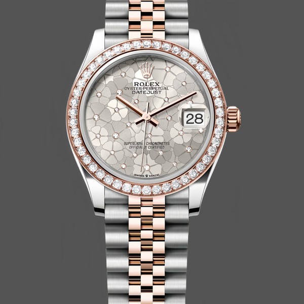 Replique Rolex Datejust 28-m279171 0017, index chocolat, acier et or rose, chocolat, pour femmes