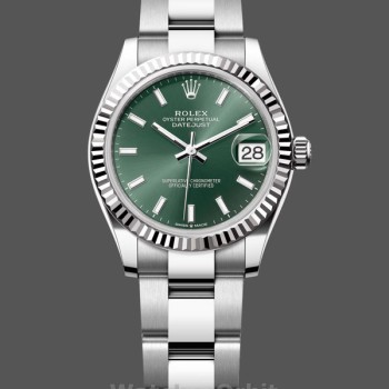 Replique Rolex Datejust 31-M278274 pour femme, or blanc, cadran vert menthe, Cadran vert pour femme