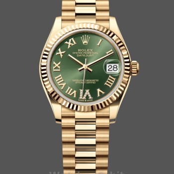 Replique Rolex Datejust 31-m278278 pour femme, or jaune, cadran vert, cadran vert pour femme