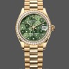 Replique Rolex Datejust 31-M278288RBR 0038, or jaune, vert olive, motif floral, lunette diamantée cadran vert, pour femmes