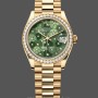 Replique Rolex Datejust 31-M278288RBR 0038, or jaune, vert olive, motif floral, lunette diamantée cadran vert, pour femmes