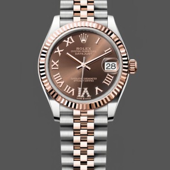 Replique Rolex Datejust 31-278271 0004, or rose, cadran romain VI chocolat, jubilé, chocolat, pour femme