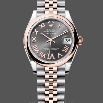 Replique Rolex Datejust 31mm Rose Gold & Stainless Steel Rhodium Roman VI Dial pour femme - M278241 0030 Grey Dial