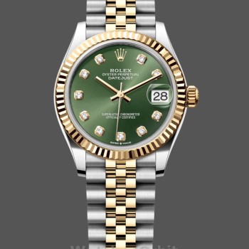 Replique Rolex Datejust 31-278273 0003 pour femme, acier inoxydable et or jaune, Green Jubilee, vert