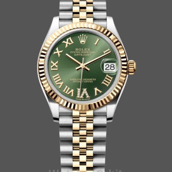 Replique Rolex Datejust 31-278273 0016, acier inoxydable et or jaune, vert VI Roman Jubilee, femme