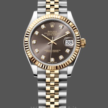Replique Rolex Datejust 31-278273 0022, acier inoxydable et or jaune, Grey Diamond Jubilee, pour femmes, gris