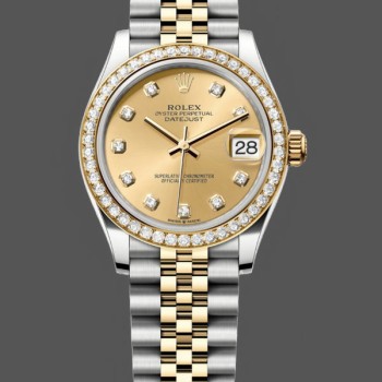 Replique Rolex Datejust 31-278383RBR 0026, acier inoxydable et or jaune, champagne Diamond Jubilee, pour femmes, champagne
