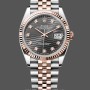 Replique Rolex Datejust 36-126231 0041 unisexe, or Everose 18 carats, lunette cannelée, cadran cannelé gris ardoise unisexe