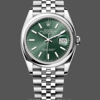 Replique Rolex Datejust 36-M126200-0023 pour femme, acier, cadran vert menthe, Jubilee, cadran vert