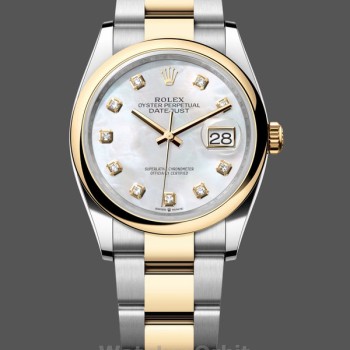 Replique Rolex Datejust 36 Acier et or jaune MOP Cadran diamant M126203 Cadran MOP pour femme